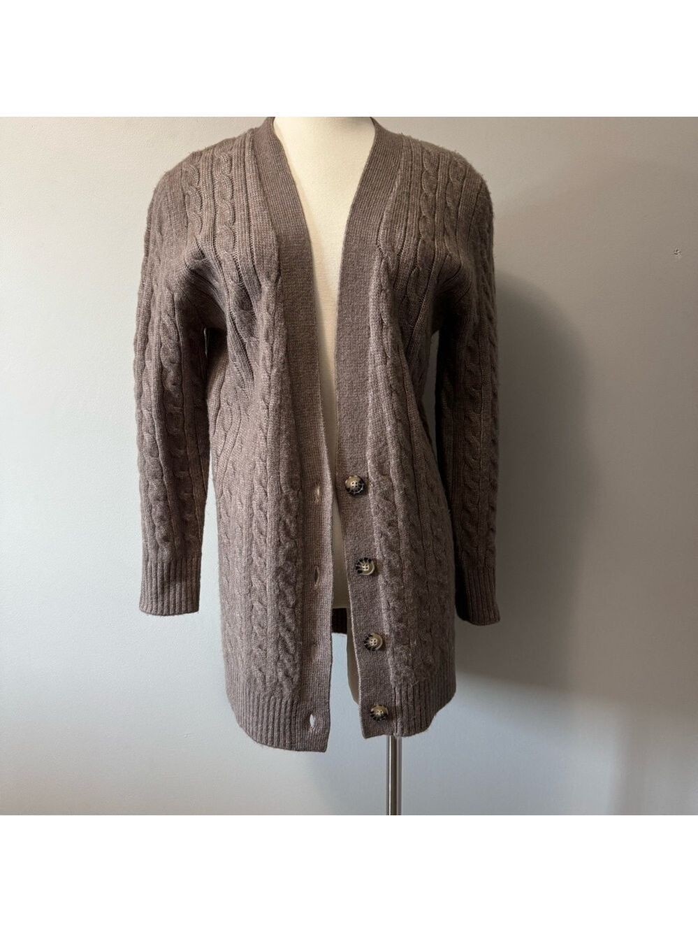 Guess Women's Brown Cable Knit Cardigan XS